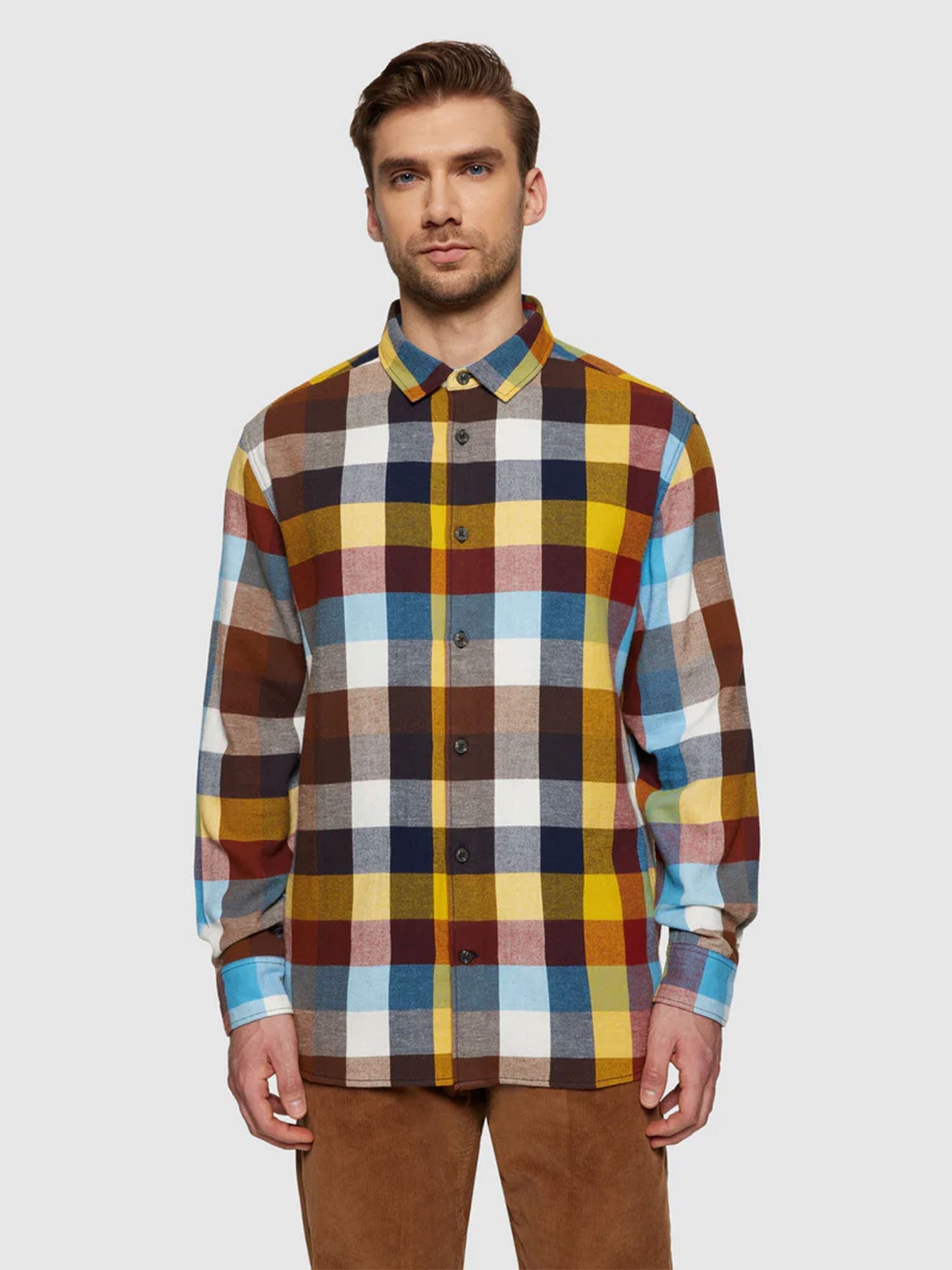 Knowledge Cotton Apparel Loose fit checked flannel shirt Multi Check S