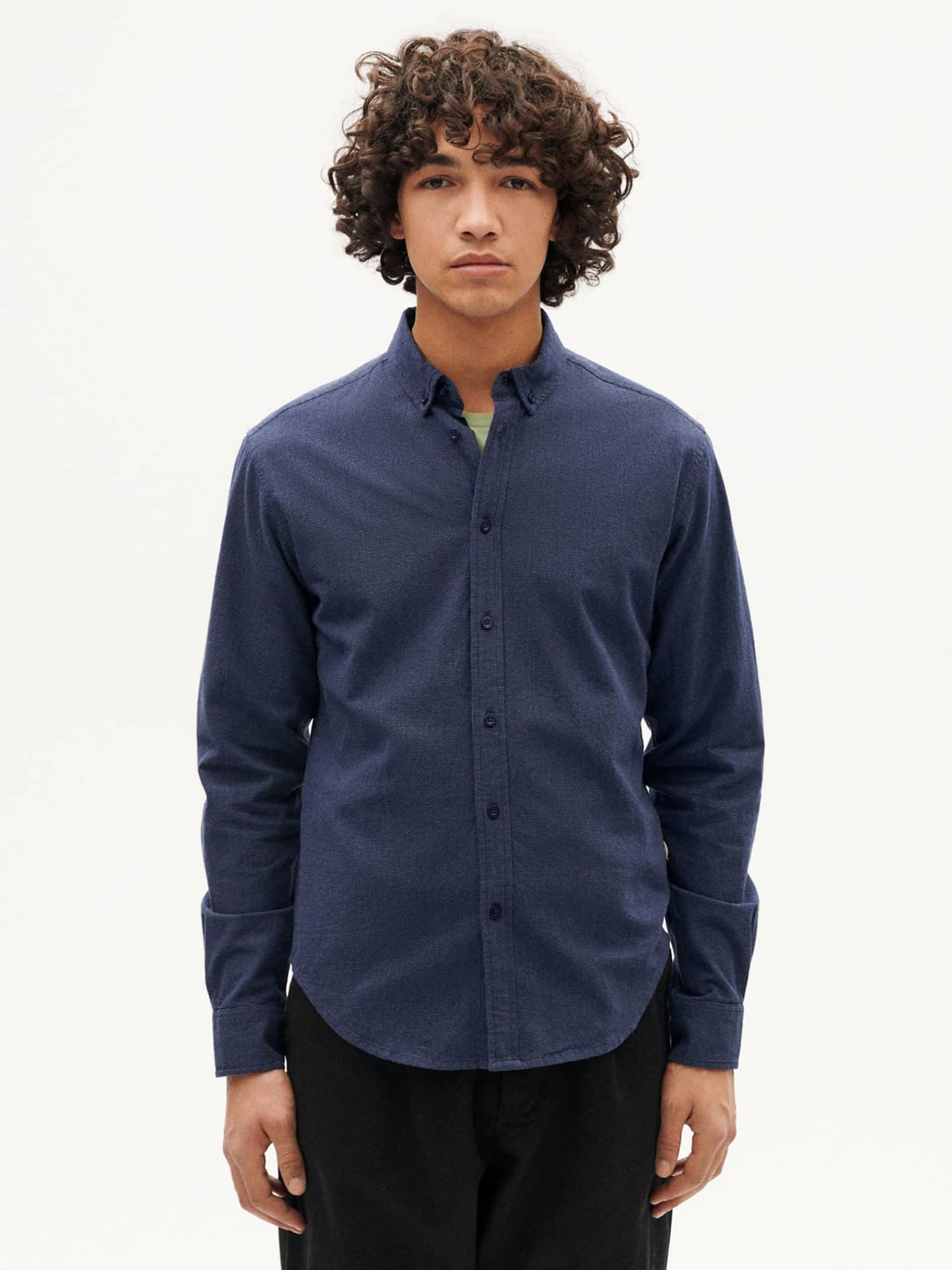 Thinking MU Microchecks Ant Shirt Indigo L
